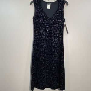 Vintage A.B.S by Allen Schwartz 90s MIDI Sparkle Black Dress